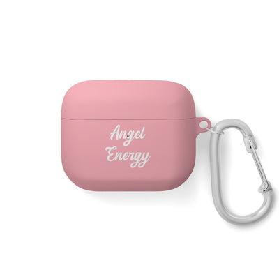 Pink case with 'Angel Energy' text and carabiner on a white background