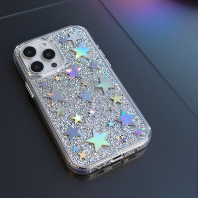 Iridescent Star Clear Case - Rainbow Holographic