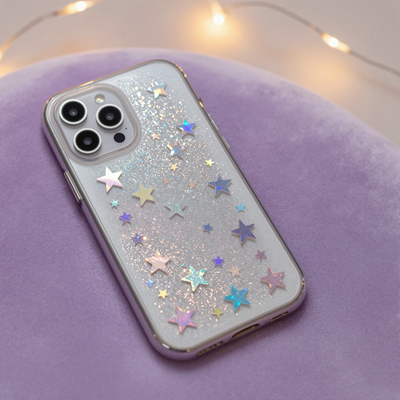 Iridescent Star Clear Case - Rainbow Holographic