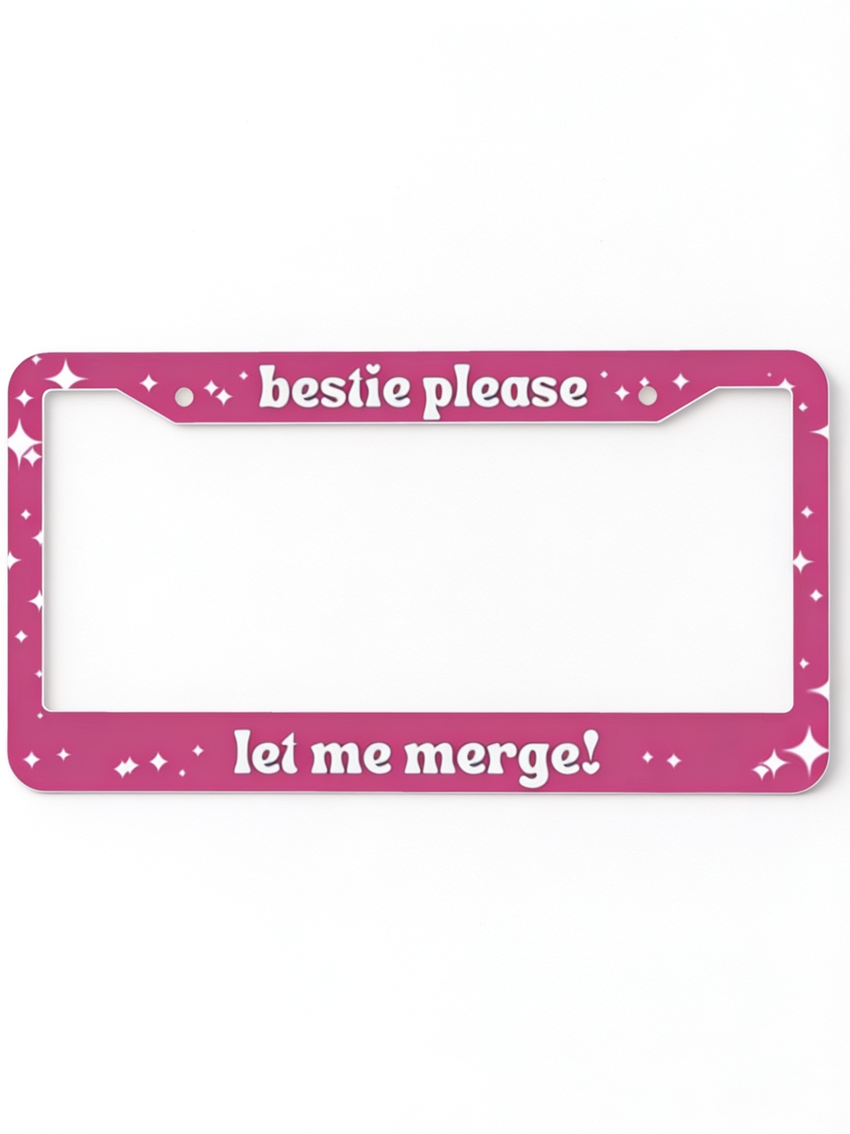 Silly Mood meme license plate frame in pink aluminum | ChicPlates