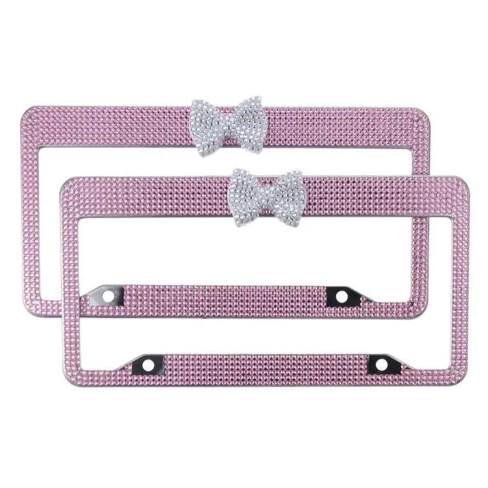 Bow Bling Rhinestone License Plate Frame