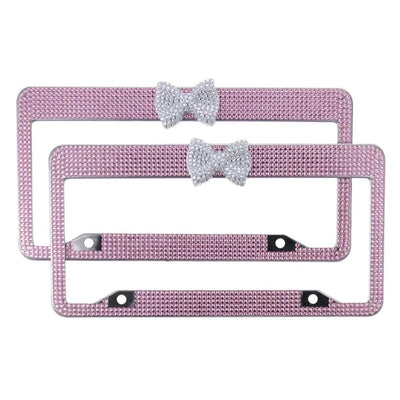 Bow bling rhinestone license plate frame - crystal bow detail edge-to-edge | ChicPlates