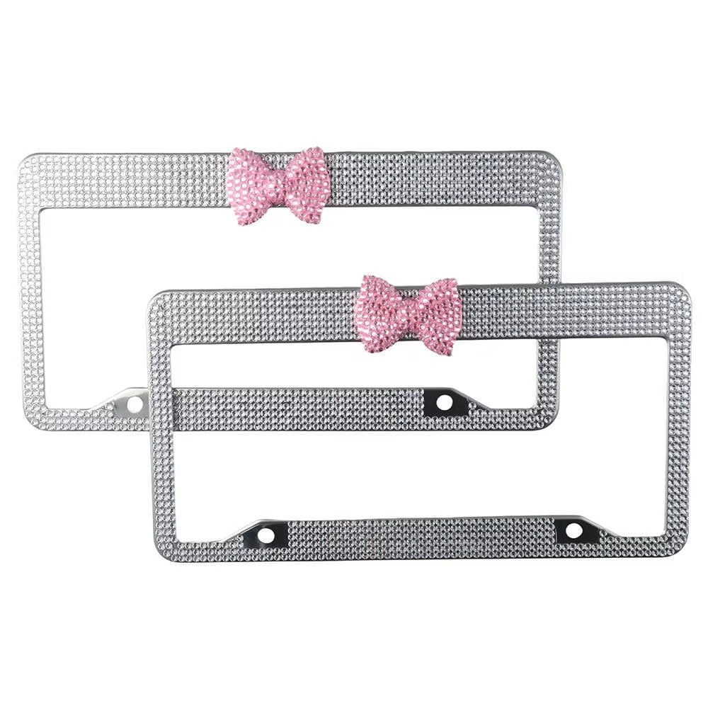 Bow Bling Rhinestone License Plate Frame