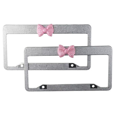 Bow Bling Rhinestone License Plate Frame