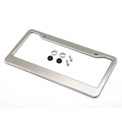 Chrome stainless license plate frame - clean minimal aesthetic for women | ChicPlates