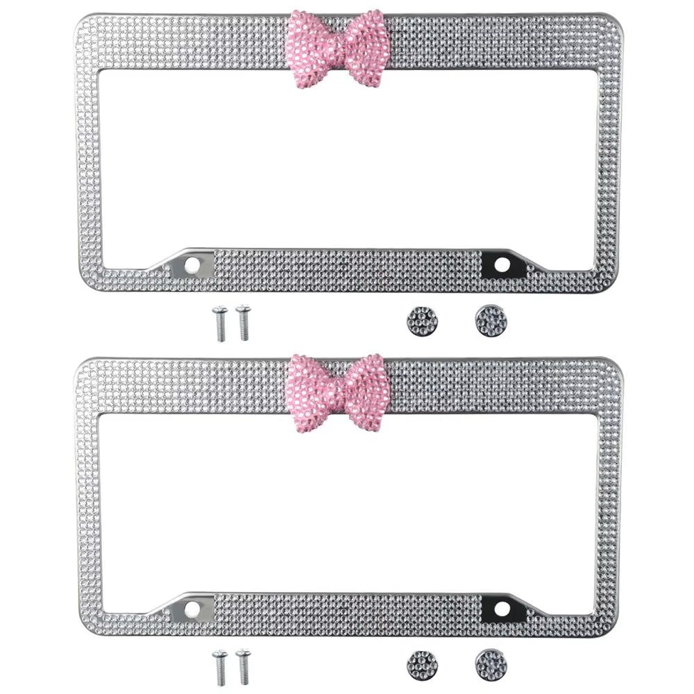 Bow Bling Rhinestone License Plate Frame
