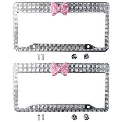 Bow Bling Rhinestone License Plate Frame