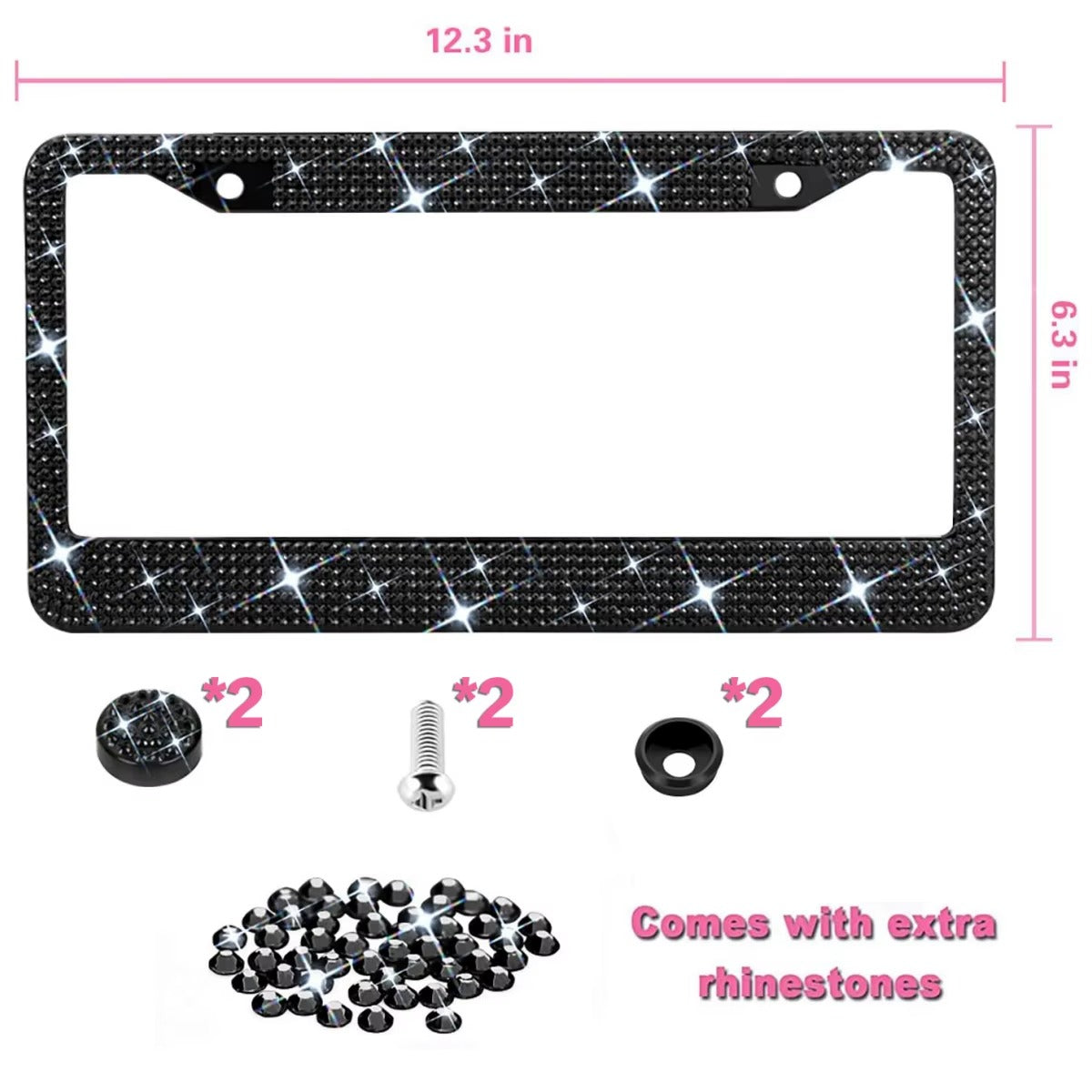 Diamond Drip Rhinestone License Plate Frame