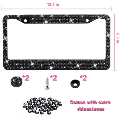 Diamond drip rhinestone license plate frame with 1200 hand-set crystals - fits CA & US plates | ChicPlates