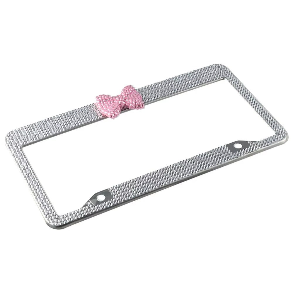 Bow Bling Rhinestone License Plate Frame