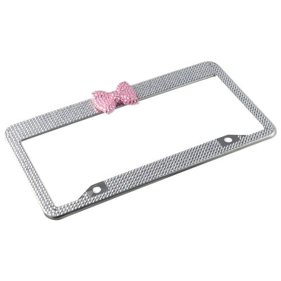 Bow Bling Rhinestone License Plate Frame