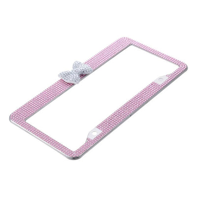 Bow Bling Rhinestone License Plate Frame
