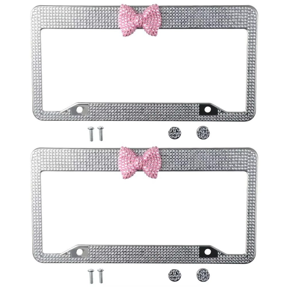 Bow Bling Rhinestone License Plate Frame