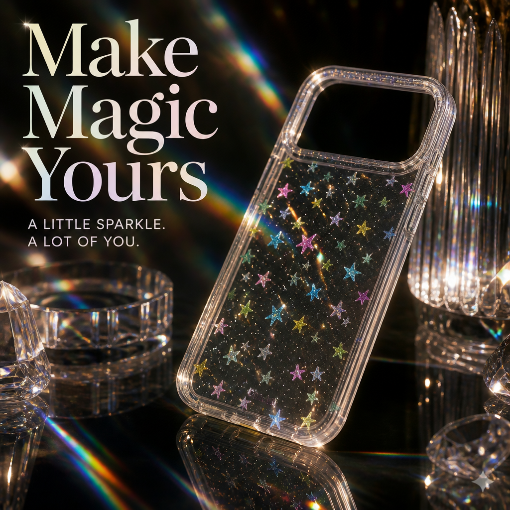 Iridescent Star Clear Case - Rainbow Holographic