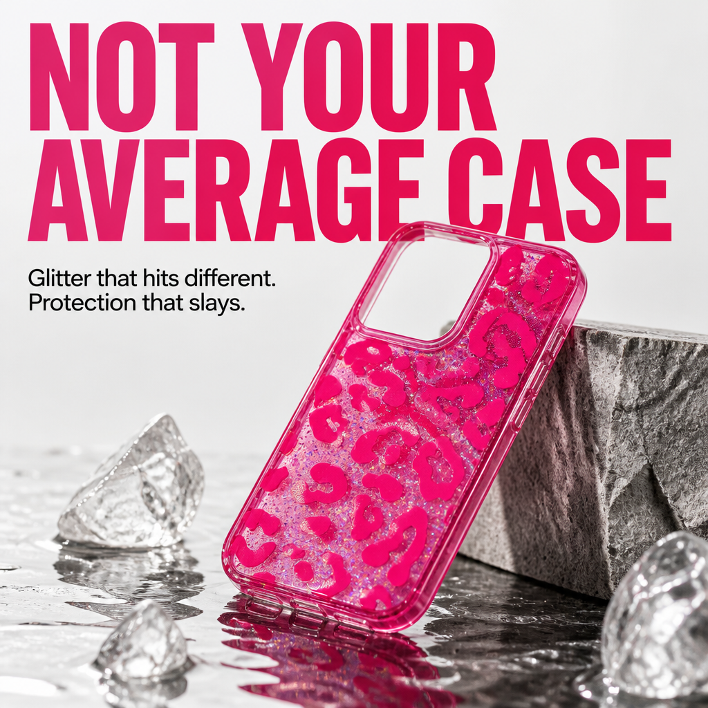 Pink Leopard Glitter Phone Case