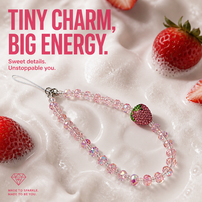 Strawberry Crystal Phone Strap