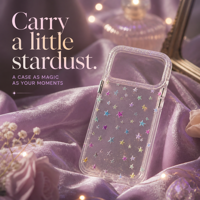 Iridescent Star Clear Case - Rainbow Holographic