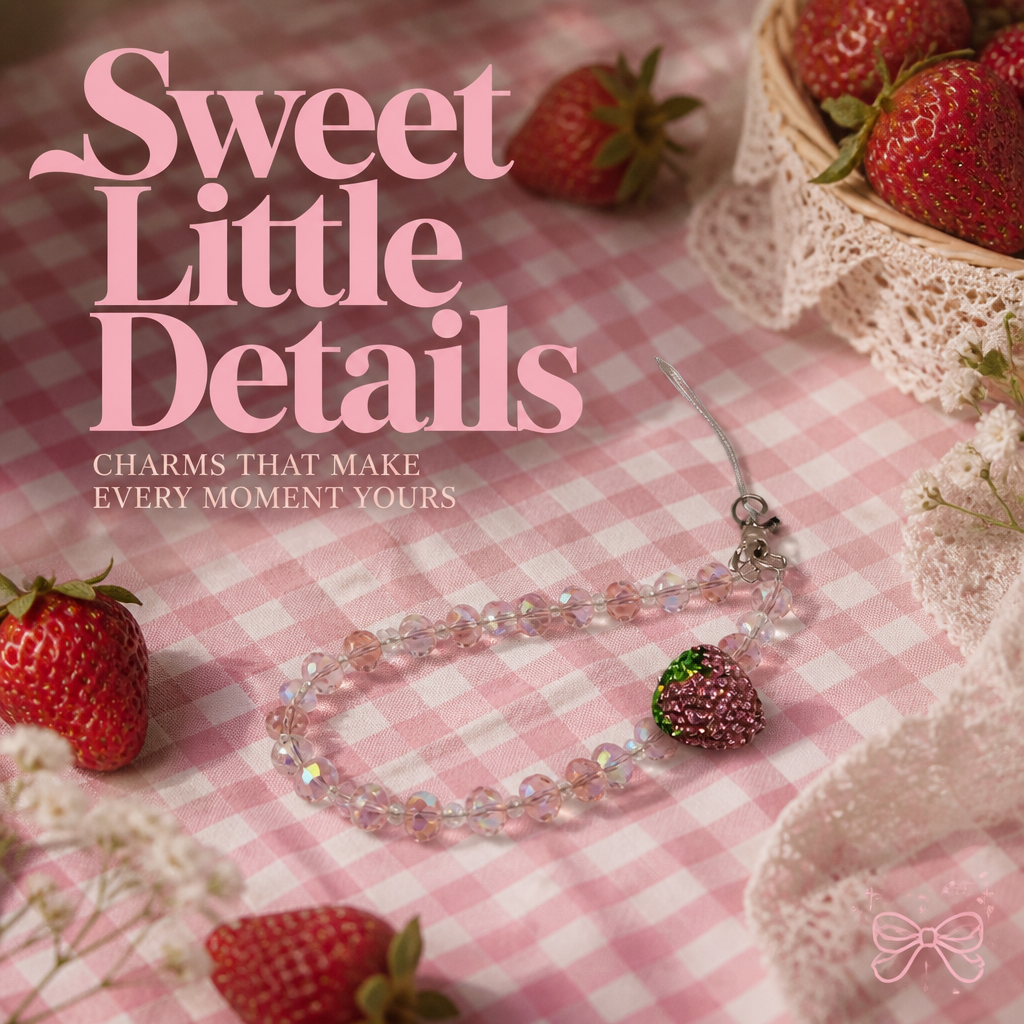 Strawberry Crystal Phone Strap